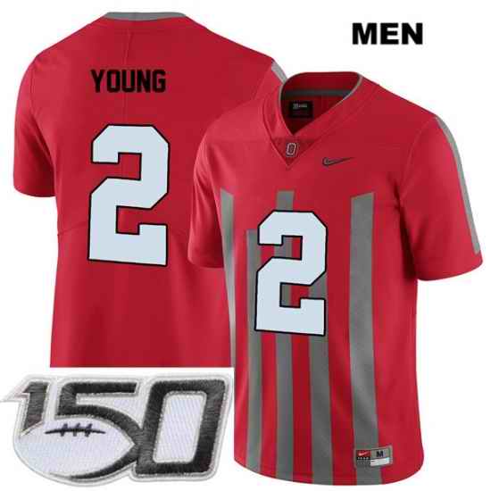 Chase Young Stitched no. 2 Elite Red Ohio State Buckeyes Nike Authentic Mens College Football Stitched 150th Anniversary Patch Jersey